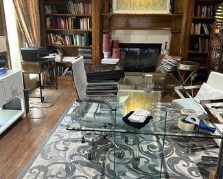 Modern Glass Table and Rugs