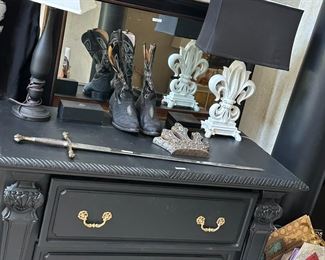 Stingray Leather Boots and Spanish Sword