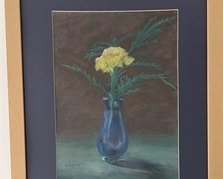 “E. Dean C” Flower In Blue Vase Pastel
