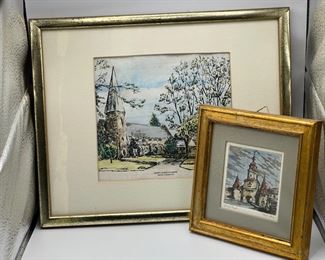 (2) Framed Art: Krems, Austria & St. Luke’s Parish, Connecticut
