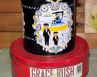 (2) Large Retro Colorful Storage Tins
