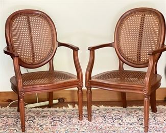 (2) Marlow York PA 1966 Louis XVI Style Cane Chairs
