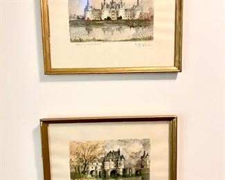 (2) Signed Watercolors Of French Palaces By “la Brige”
