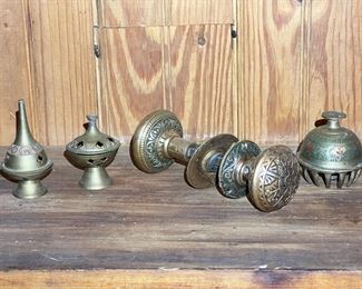 Beautiful Intricate Brass Door Handle & Incense Burners
