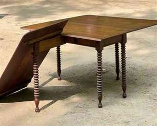 Hardwood Dropleaf Table With Ribbed Legs
