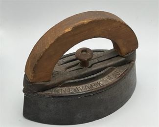 Newark NJ Sad Iron With Wooden Handle
