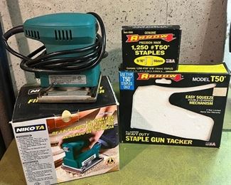 Nikota 1/4 Sheet Finishing Sander & Arrow Model T50 Heavy Duty Staple Gun Tacker

