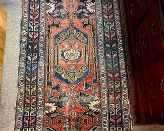Well-Worn Storied Antique Shield Rug