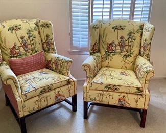 Lovely matched set of wing back chairs