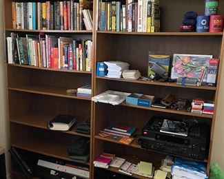 Large bookcase, lots of great office goodies, great books