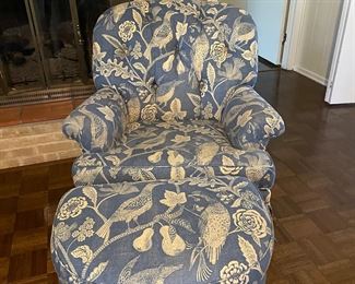 Comfy overstuffed chair with matching ottoman 