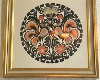 Vintage Polish Paper Cut Rooster Artwork