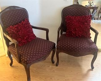 Queen Anne Style Arm Chair - burgandy