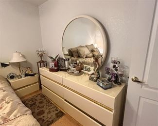 Postmodern Cream Lacquer Dresser w/ Mirror