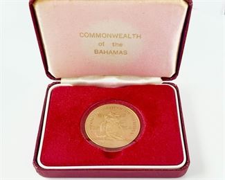 1974 Commonwealth Of The Bahamas 50% Gold 1st Anniversary Of Independence Coin
