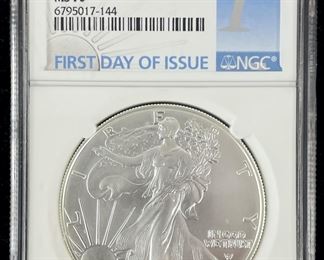 2023-W First Day Issue Burnished 99.9% Silver Eagle Coin NGC MS 70
