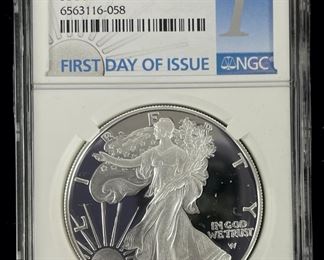 2022-W U.S. American Eagle 99.9% Silver Coin First Day Issue NGC PF 70 Ultra Cameo
