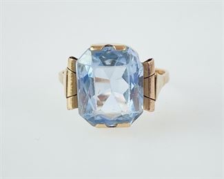 3 Grams Fine 14K Yellow Gold Aquamarine Ring Size 7.5
