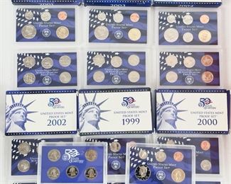 1999-2004, 2006 United States Mint Proof Sets W/ Certificate Of Authenticity 7 In Total
