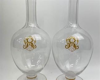 Antique Victorian GILDED GLASS DECANTER /VASE WITHOUT STOPPER
