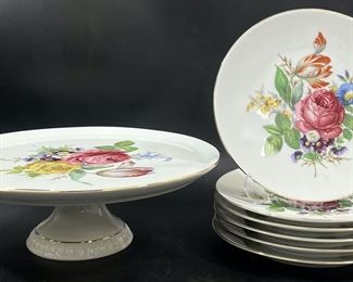 Bareuther Waldassen Bavaria Germany Floral Pattern 281/174 Plates & Cake Stand
