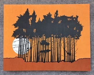 1977 Domus Textile Chiaki Mid Century Modern Framed Textile Art
