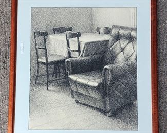 Original Charcola interior signed Framed Artwork
