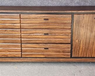 Fantastic Vintage American of Martinsville Mid Century Modern Credenza Dresser Dovetailed Black Metal Hardware
