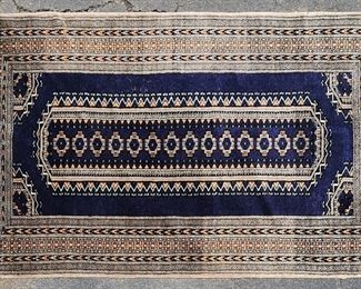 Vintage Hand Knotted Wool Blue & Gray Area Rug
