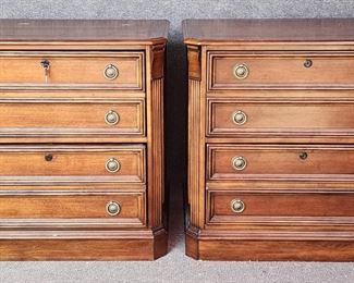 Pair Hooker Furniture Traditional Filing Cabinets with Fancy Brass Pulls Inlaid
