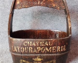 Chateau Latour & Pomerol Hand Painted Wood Bucket Decor
