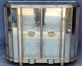 Theodore Alexander Mirrored Cabinet Hollywood Regency Style
