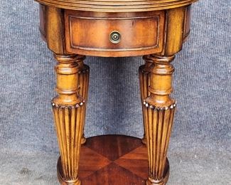 Hooker Round  Side Table Mahogany with Stamped Brass
