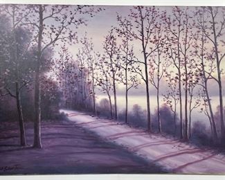 Original signed Lorenz Griffith A Quiet Land Purple MonochromeÓ oil on canvas
