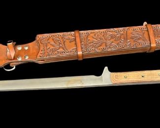 Hand Made Kilij Style Fixed Blade with Leather Scabbard
