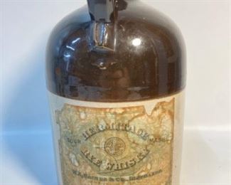 Antique Hermitage Rye Whiskey from WA Gaines and Co Distilleries 1-Gallon Stoneware Jug - American Blue Decorated Advertising Spirits From R H Macys New York - 1/3 FULL OF COINS!!!
