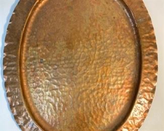 Vintage Schaefers Handmade Hand Hammered Copper Platter Mission Arts and Crafts
