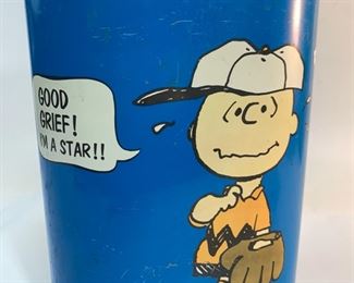 Vintage 1969 Charlie Brown Good Grief! Im a Star!! Metal Tin Waste Bin By United Feature Syndicate and Cheinco
