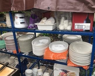 A lot of restaurant dishes