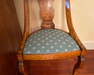 One of many marquetry chairs