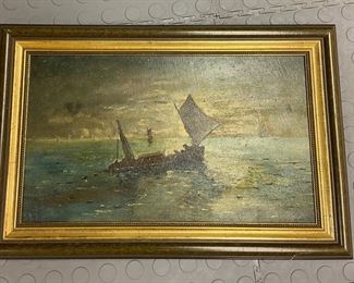 Oil note on back indicates New England Scene 1880's