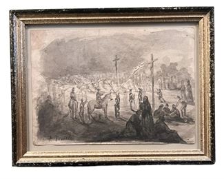 Ink Wash Calvary Art