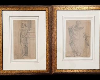 Two Pencil Drawings Framed