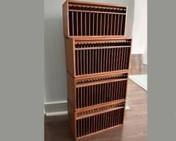 Four Teak Hanging CD Display And Storage Shelves 