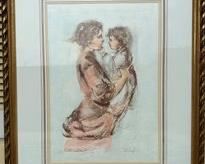 Edna Hibel (American, 1917-2014), Ellie And Baby, Lithograph, C. 1976
