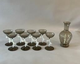 Decanter With Set 8 Of Cordial Glasses 