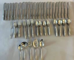Stainless Flatware Set In Lasting Rose Pattern By Oneidacraft Deluxe 