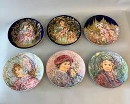 Group Of Six Edna Hibel Plates From Series The Nobility Of Children And Famous Women And Children, C. 1980s