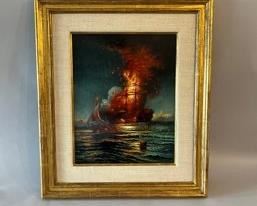 Boehm Porcelain Plaque "Daring Escape" By L Maybury, 1975  (Signed (On Plaque) By Helen J Boehm