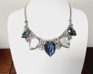 01 Stunning Northern Lights Chloe Isabel Abalone and Blue Mother Of Pearl In Rhodium Necklace